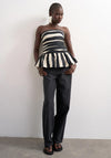 TOPSHOP Solde Striped Bandeau Top, Black and Off-White