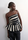 TOPSHOP Solde Striped Bandeau Top, Black and Off-White