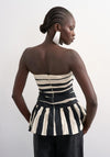 TOPSHOP Solde Striped Bandeau Top, Black and Off-White