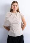 TOPSHOP Esme Short Sleeve Cape Structured Top, Beige