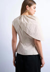 TOPSHOP Esme Short Sleeve Cape Structured Top, Beige