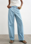 TOPSHOP Pinstripe Denim Barrel Jeans, Light Blue