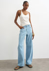 TOPSHOP Pinstripe Denim Barrel Jeans, Light Blue