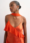 TOPSHOP Annika Ruffle Detail Maxi Dress and Scarf, Burnt Orange