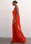TOPSHOP Annika Ruffle Detail Maxi Dress and Scarf, Burnt Orange
