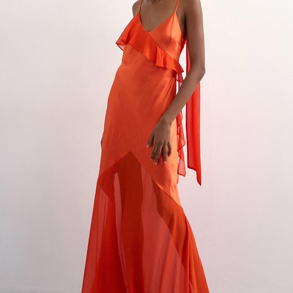 rust burnt orange dress Tina Holly Couture TE001 Satin Lace Up Back Formal Rust Orange / 18 This garment fits true to size Burnt Orange Bridesmaid Dresses |