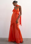 TOPSHOP Annika Ruffle Detail Maxi Dress and Scarf, Burnt Orange