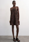 TOPSHOP Mia Trapeze Beaded Back Dress, Brown