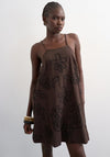 TOPSHOP Mia Trapeze Beaded Back Dress, Brown