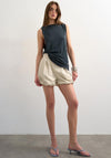 TOPSHOP Freya Bubble Hem Shorts, Beige