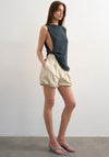 TOPSHOP Freya Bubble Hem Shorts, Beige