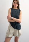 TOPSHOP Freya Bubble Hem Shorts, Beige