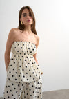 TOPSHOP Linea Bubble Hem Polka Dot Bandeau Top, Cream and Black