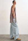 TOPSHOP Fina Cable Knit Tassel Top, Burgundy