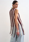 TOPSHOP Fina Cable Knit Tassel Top, Burgundy