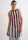 TOPSHOP Fina Cable Knit Tassel Top, Burgundy
