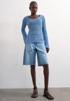 TOPSHOP Knitted Relaxed Sweater, Blue