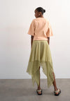 TOPSHOP Nata Hanky Hem Mini Skirt, Green and White