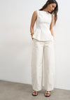 TOPSHOP Para Striped Barrel Trousers, Cream