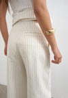 TOPSHOP Para Striped Barrel Trousers, Cream