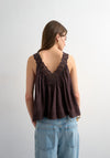 TOPSHOP Sophie Lace Detail Top, Chocolate Brown