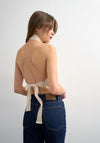 TOPSHOP Sia Halter Neck Top, Cream