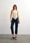 TOPSHOP Sia Halter Neck Top, Cream