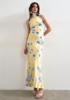 TOPSHOP  Abstract Print Halter Neck Midi Dress, Yellow Multi