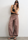 TOPSHOP Sigga Cuffed Leg Trousers, Brown