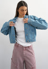 TOPSHOP Evi Cropped Denim Jacket, Light Blue