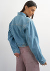 TOPSHOP Evi Cropped Denim Jacket, Light Blue