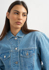 TOPSHOP Evi Cropped Denim Jacket, Light Blue