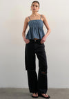 TOPSHOP Emma Denim Pinstripe Top, Blue