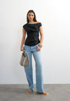 TOPSHOP Casa Cinched Waist Top, Black