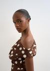 TOPSHOP Casa Cinched Waist Top, Brown and Cream