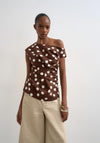 TOPSHOP Casa Cinched Waist Top, Brown and Cream