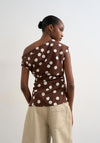 TOPSHOP Casa Cinched Waist Top, Brown and Cream