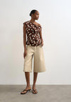 TOPSHOP Casa Cinched Waist Top, Brown and Cream