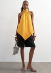 TOPSHOP Shayla Satin High Neck Backless Top, Orange