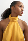 TOPSHOP Shayla Satin High Neck Backless Top, Orange