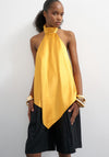 TOPSHOP Shayla Satin High Neck Backless Top, Orange