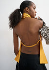 TOPSHOP Shayla Satin High Neck Backless Top, Orange