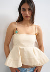 TOPSHOP Mina Sleeveless with Bead Detail Top, Beige