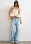 TOPSHOP Mina Sleeveless with Bead Detail Top, Beige