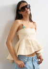 TOPSHOP Mina Sleeveless with Bead Detail Top, Beige