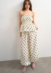 TOPSHOP Linea Tailored Polka Dot Parachute Trousers, Cream and Black