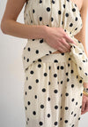 TOPSHOP Linea Tailored Polka Dot Parachute Trousers, Cream and Black