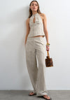 TOPSHOP Flora Halter Neck Top, Beige