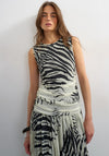 TOPSHOP May Mesh Zebra Maxi Dress, Black