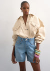 TOPSHOP Vigga High Waist Wide Denim Shorts, Bleached Blue